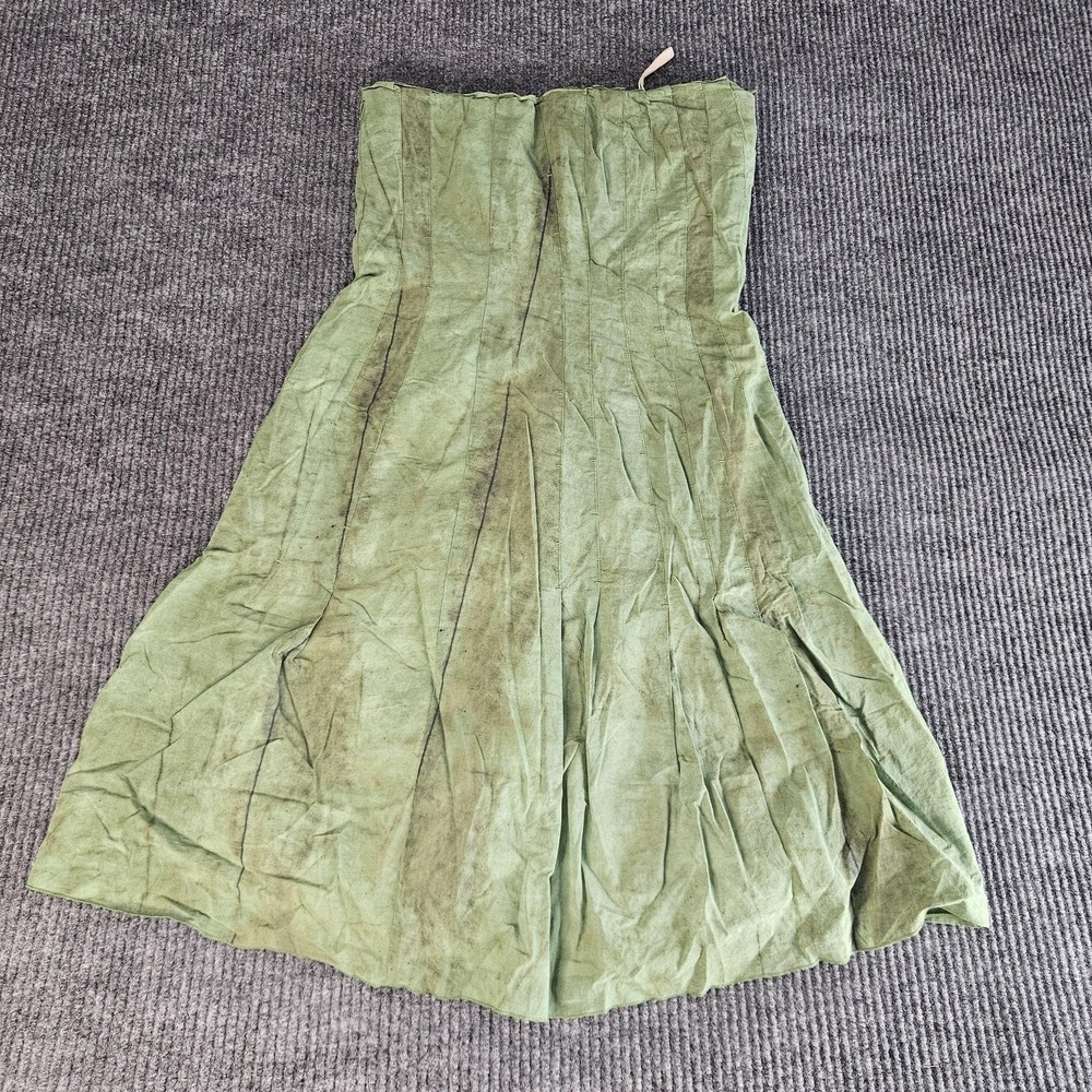 Akris‎ Dress Womens 6 Green Cotton Strapless Pleated Midi Lined Switzerland